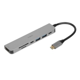 iBox IUH3SL4K Hub interfaccia USB Type-C 5000 Mbit/s argento