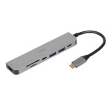 iBox IUH3SL4K Hub interfaccia USB Type-C 5000 Mbit/s argento