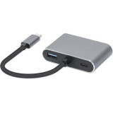 Hub iBox IUHCHDVGA USB Type-C 4-in-1 USB 3.0 + PD 100W + HDMI 4K 30Hz + VGA completo HD