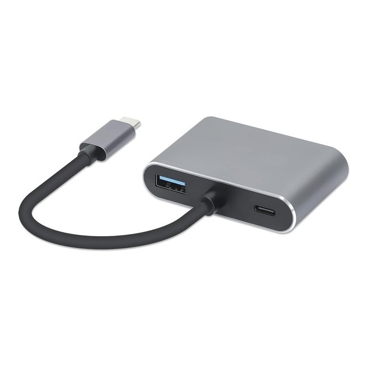 Hub iBox IUHCHDVGA USB Type-C 4-in-1 USB 3.0 + PD 100W + HDMI 4K 30Hz + VGA completo HD