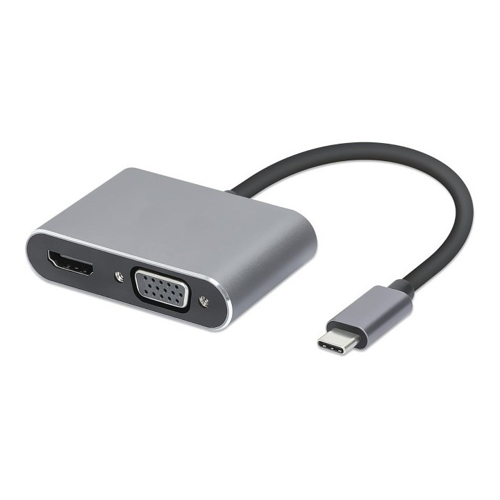 Hub iBox IUHCHDVGA USB Type-C 4-in-1 USB 3.0 + PD 100W + HDMI 4K 30Hz + VGA completo HD