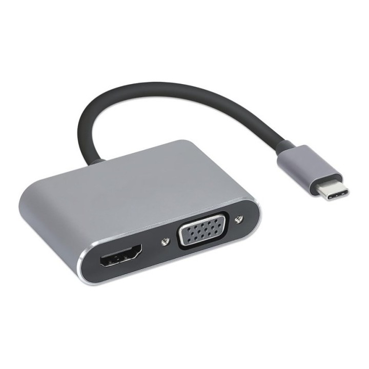 Hub iBox IUHCHDVGA USB Type-C 4-in-1 USB 3.0 + PD 100W + HDMI 4K 30Hz + VGA completo HD