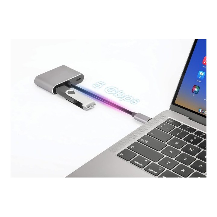 Hub iBox IUHCHDVGA USB Type-C 4-in-1 USB 3.0 + PD 100W + HDMI 4K 30Hz + VGA completo HD