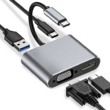 Hub iBox IUHCHDVGA USB Type-C 4-in-1 USB 3.0 + PD 100W + HDMI 4K 30Hz + VGA completo HD