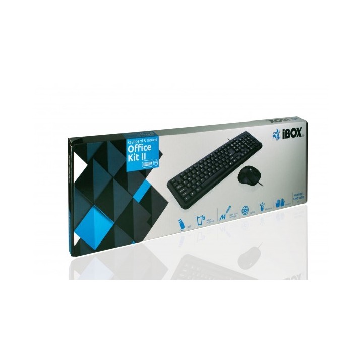 iBox OFFICE KIT II tastiera mouse incluso USB QWERTY inglese nero