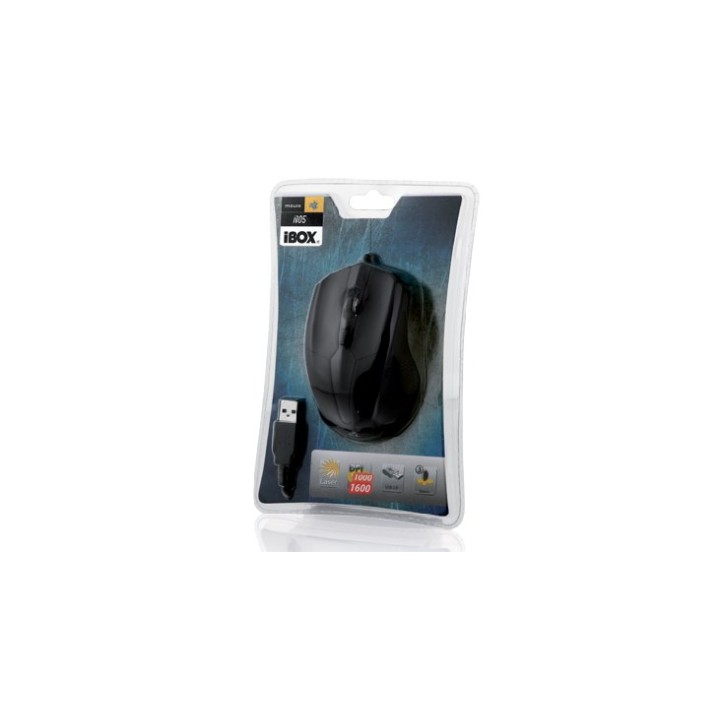 iBox i005 Mouse ambidestro USB Type-A laser 1600 DPI