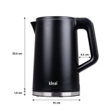 IDEAL bollitore 1.7 l corpo in acciaio potenza 1500 W nero