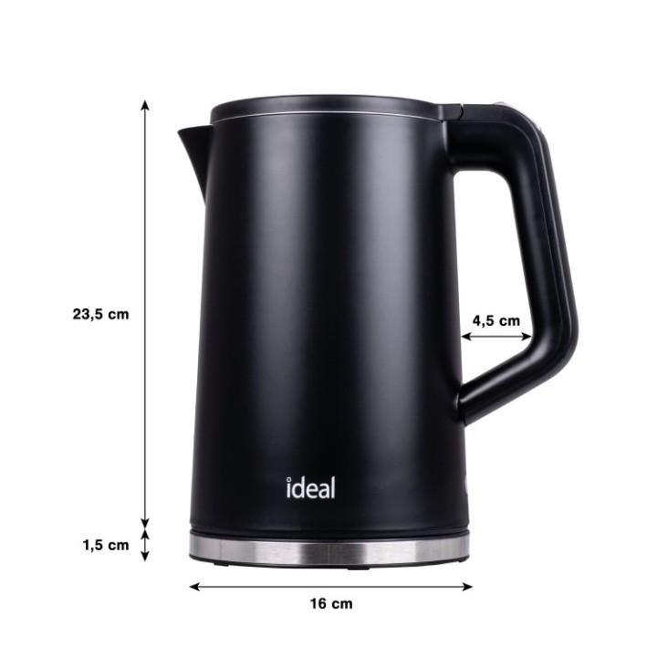 IDEAL bollitore 1.7 l corpo in acciaio potenza 1500 W nero