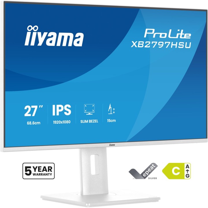 iiyama ProLite XB2797HSU-W1 monitor per computer 68.6 cm (27 ) 1920 x 1080 pixel Full HD LED bianco