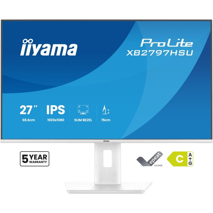iiyama ProLite XB2797HSU-W1 monitor per computer 68.6 cm (27 ) 1920 x 1080 pixel Full HD LED bianco