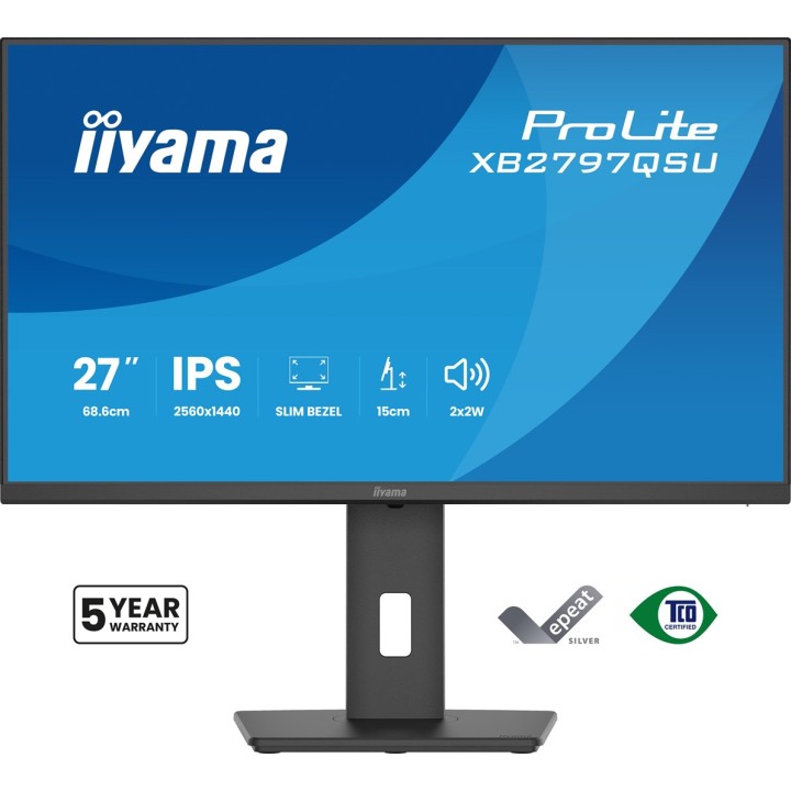 iiyama ProLite XB2797QSU-B1 monitor per computer 68.6 cm (27 ) 2560 x 1440 pixel Quad HD LED nero