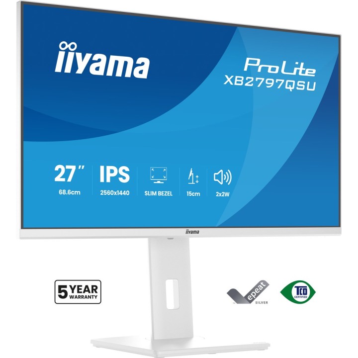 iiyama ProLite XB2797QSU-W1 monitor per computer 68.6 cm (27 ) 2560 x 1440 pixel Quad HD LED bianco