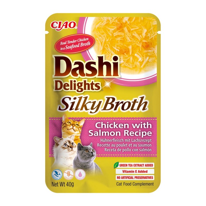INABA CAT Dashi Delights Brodo Setoso Pollo con Salmone - snack per gatti - 40g