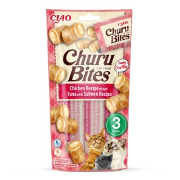INABA Churu Bites Pollo con tonno e salmone - snack per gatti - 3x10 g