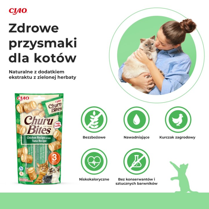 INABA Churu Bites Tonno con pollo - snack per gatti - 3x10 g