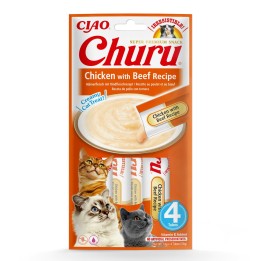 INABA Churu Pollo con ricetta manzo - snack per gatti - 4x14 g