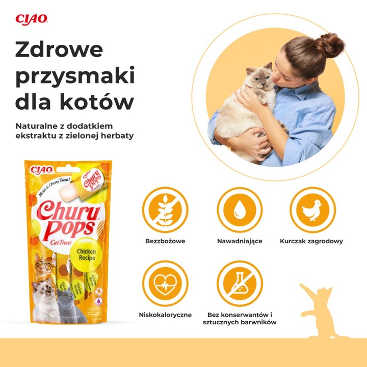 INABA Churu Pops Pollo - snack per gatti - 4x15 g