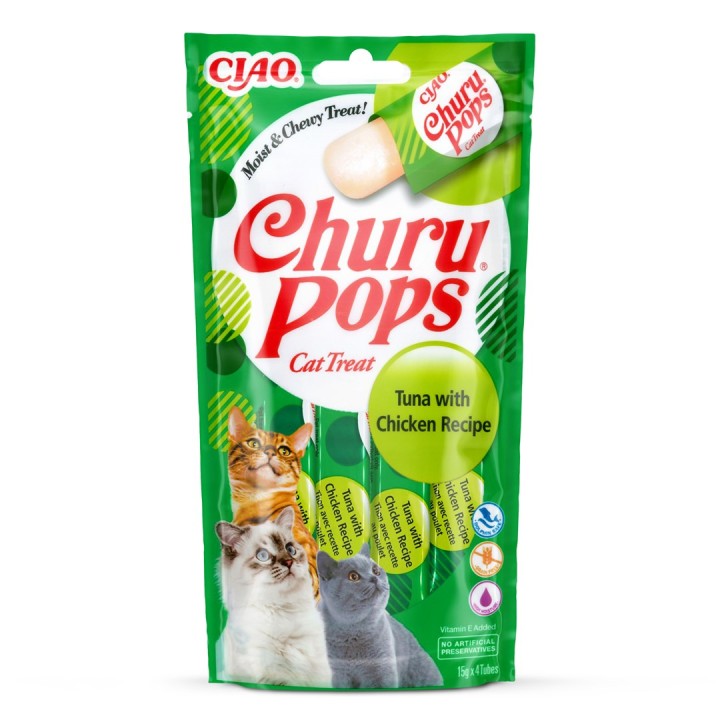 INABA Churu Pops Tonno con pollo - snack per gatti - 4x15 g