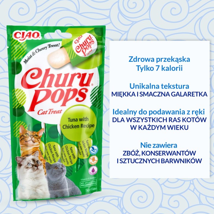 INABA Churu Pops Tonno con pollo - snack per gatti - 4x15 g