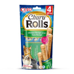 INABA Churu Rolls Involti ricetta pollo Ricetta tonno - snack per gatti - 4x10 g