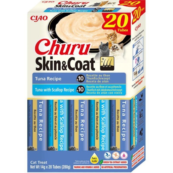 INABA Churu Skin&Coat ricetta Tonno - snack per gatti - 20x14g