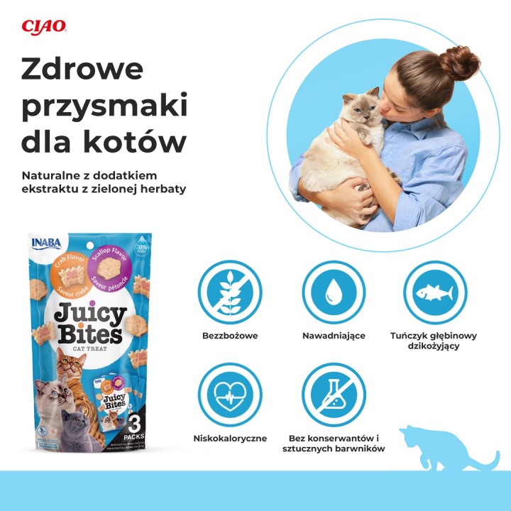 INABA Juicy Bites Granchio e capasanta - snack per gatti - 3x11 3 g