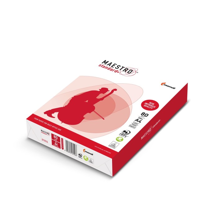 Carta fotocopiatrice ufficio Maestro Standard Plus classe B 94918A80 (A4, 80g/m2, 500 fogli, carta bianca opaca)