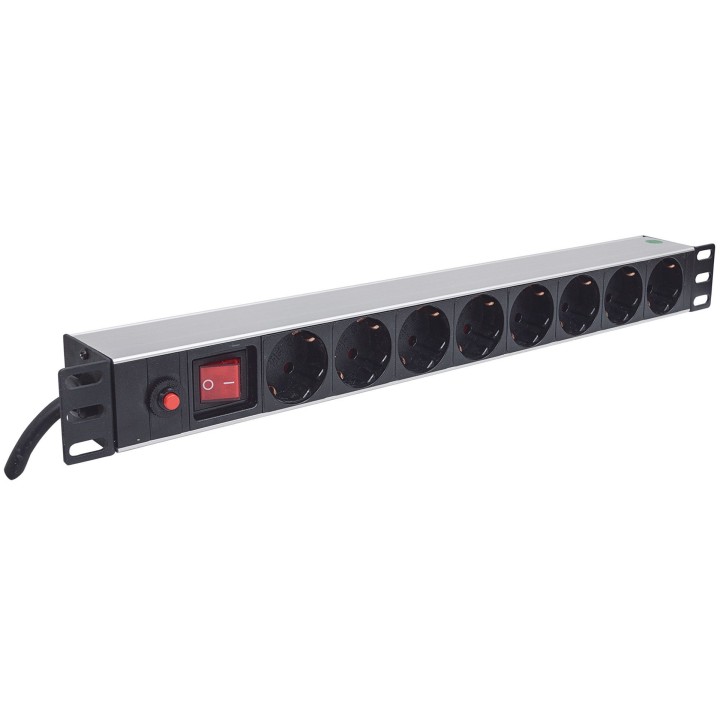 Intellinet 19 1U Ciabatta di alimentazione rackmount 8 vie tipo tedesco con interruttore acceso/spento e protezione da sovraccar