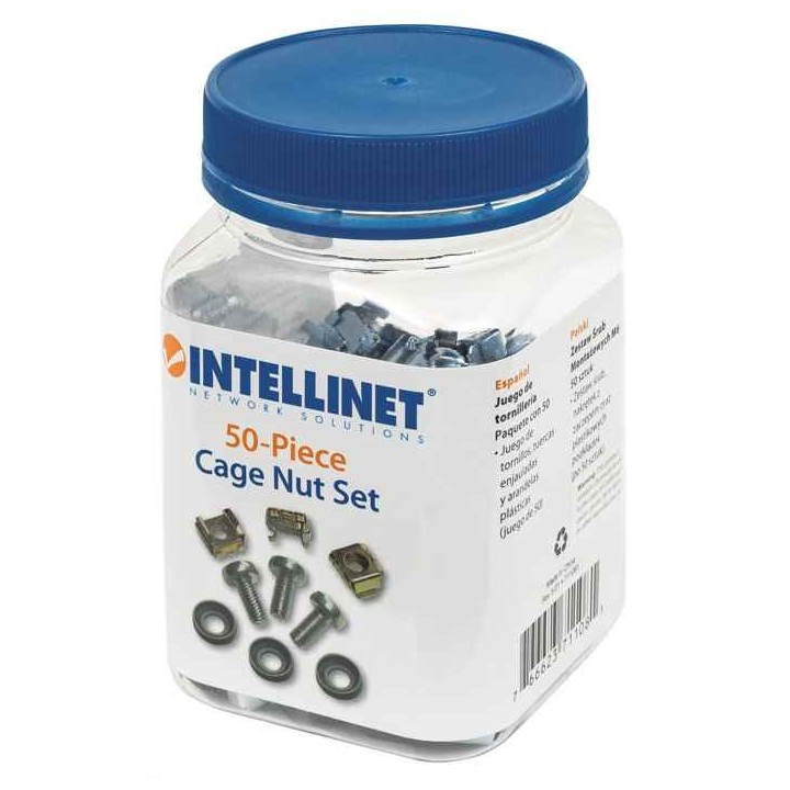 Intellinet Set di dadi gabbia (confezione da 50) M6 dadi bulloni e rondelle idoneo per armadi di rete/rack server vasca di stocc
