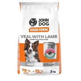 JOHN DOG Good Form taglia media e grande vitello con agnello - cibo secco per cani - 3kg