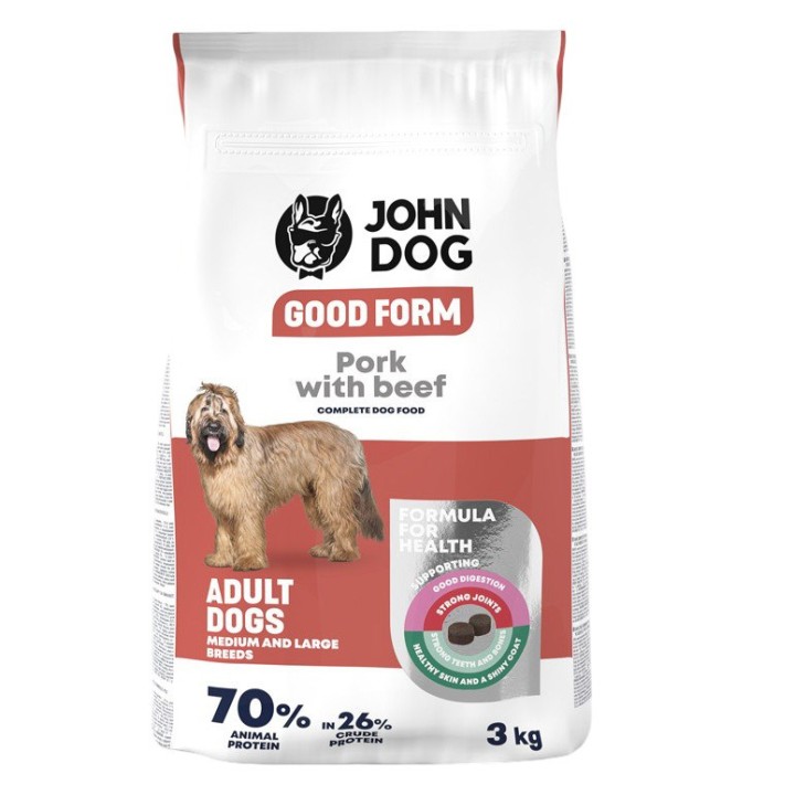 JOHN DOG Good Form Medium and large breeds Maiale con manzo - cibo secco per cani - 3kg
