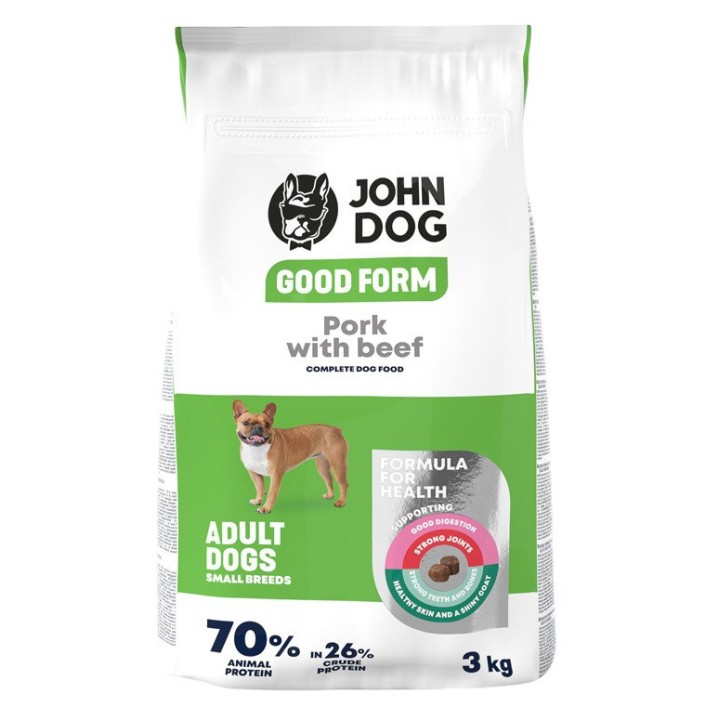 JOHN DOG Good Form Small breeds Maiale con manzo - cibo secco per cani - 3kg