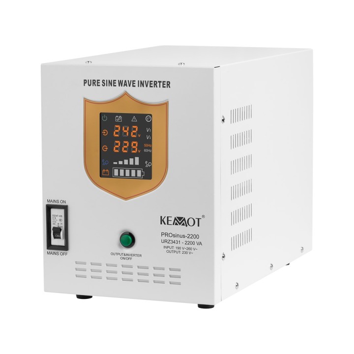 KEMOT PROsinus-2200 alimentatore di emergenza – inverter a onda sinusoidale pura con funzione di ricarica 12V 230V 2200VA/1600W