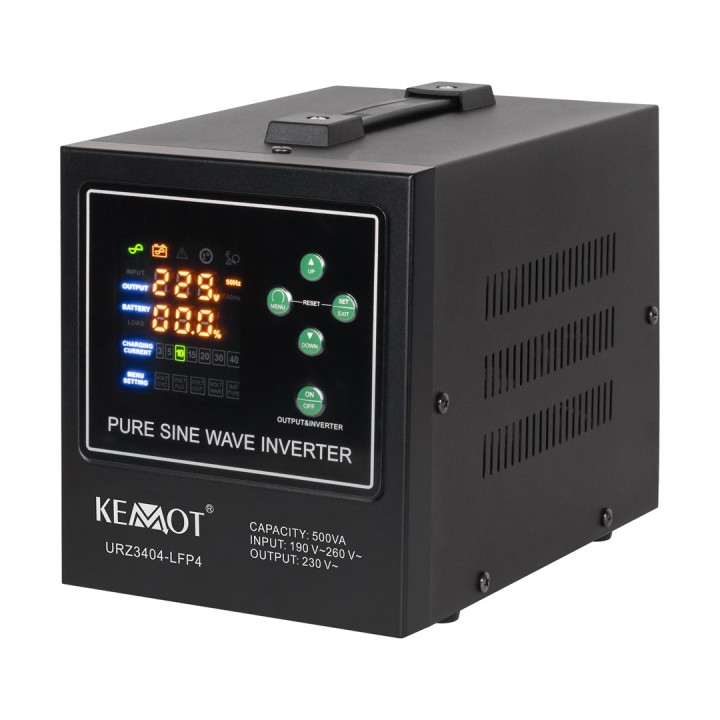 KEMOT PROsinus-500-LiFePo4 Alimentatore di emergenza – inverter a onda sinusoidale pura con funzione di ricarica 12V 230V 500VA/