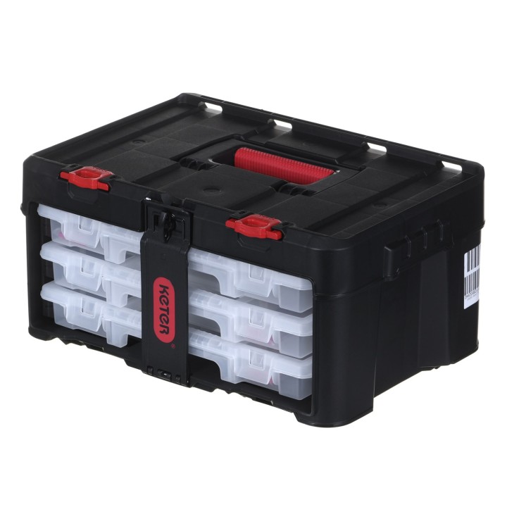 Cassone utensili KETER Stack'N'Roll (17210831/253380) con 3 organizzatori nero
