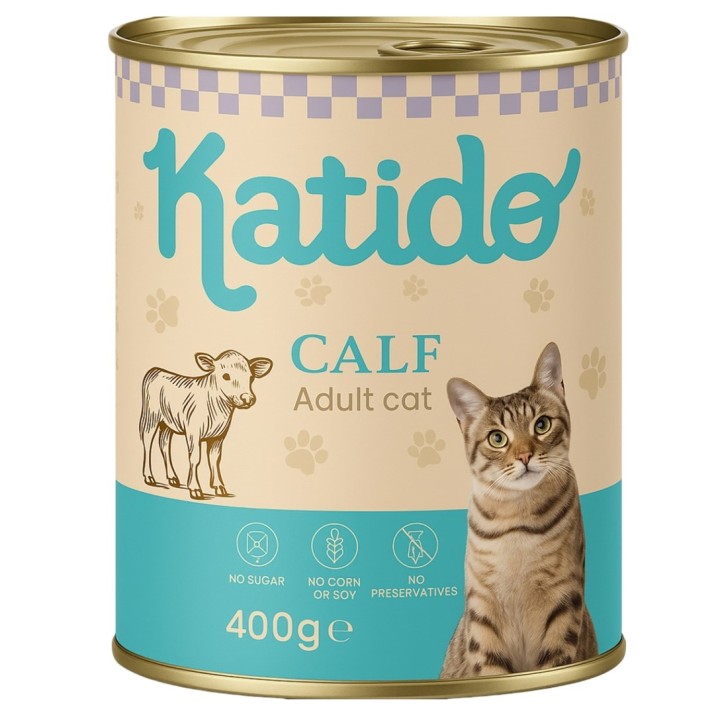 KATIDO Calf - Cibo umido per gatti - 400g