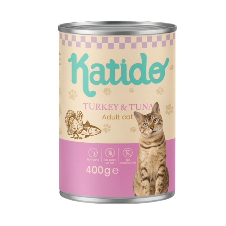 KATIDO Tacchino con tonno - cibo umido per gatti - 400g
