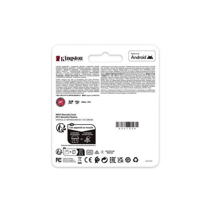 Kingston Technology 128GB microSDXC Canvas Go Plus Gen4 200MB/s A2 U3 V30 Scheda + Adattatore
