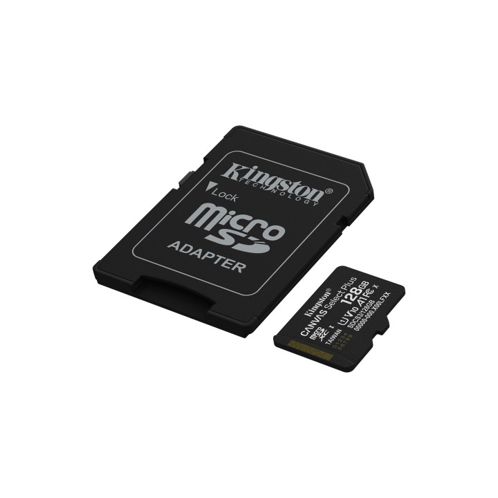 Kingston Technology 128GB microSDXC Canvas Select Plus Gen3 150MB/s A1 Scheda + Adattatore