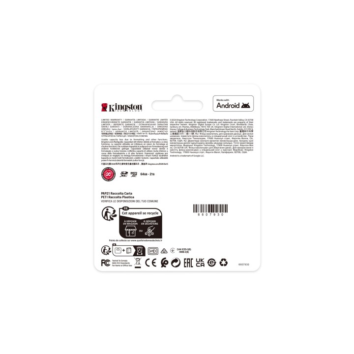 Kingston Technology 256GB microSDXC Canvas Select Plus Gen3 150MB/s A1 Scheda + adattatore