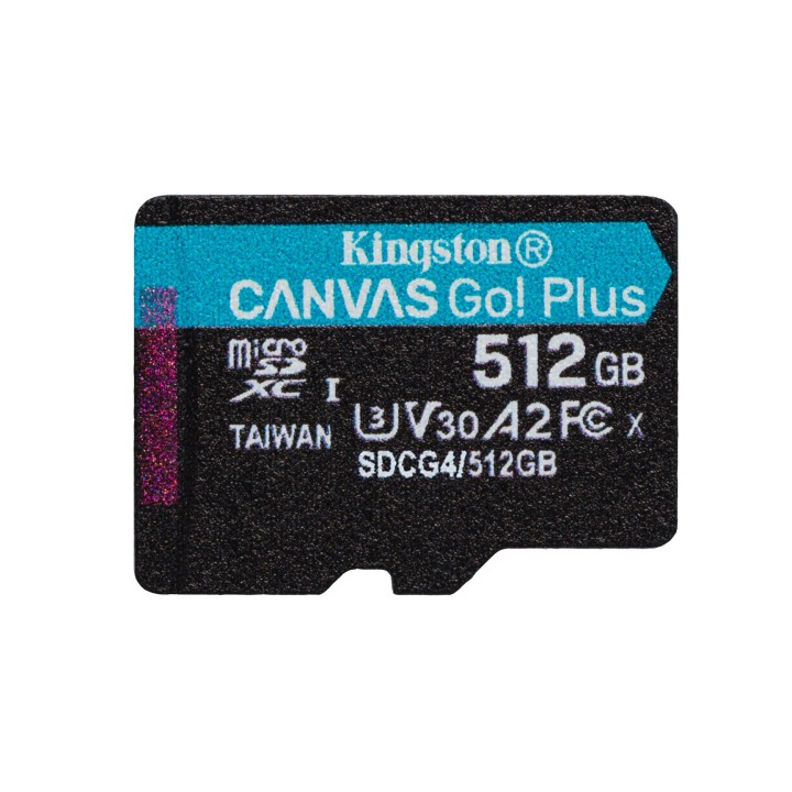 Kingston Technology 512GB microSDXC Canvas Go Plus Gen4 200MB/s A2 U3 V30 Scheda + Adattatore