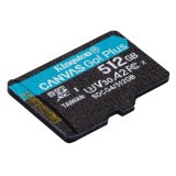 Kingston Technology 512GB microSDXC Canvas Go Plus Gen4 200MB/s A2 U3 V30 Scheda + Adattatore