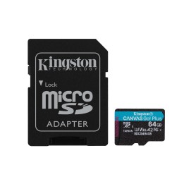 Kingston Technology 64GB microSDXC Canvas Go Plus Gen4 200MB/s A2 U3 V30 Scheda + Adattatore