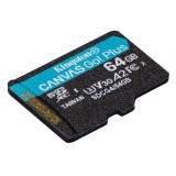 Kingston Technology 64GB microSDXC Canvas Go Plus Gen4 200MB/s A2 U3 V30 Scheda + Adattatore