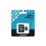 Kingston Technology 64GB microSDXC Canvas Go Plus Gen4 200MB/s A2 U3 V30 Scheda + Adattatore