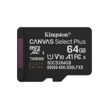 Kingston Technology 64GB microSDXC Canvas Select Plus Gen3 100MB/s A1 Scheda + Adattatore
