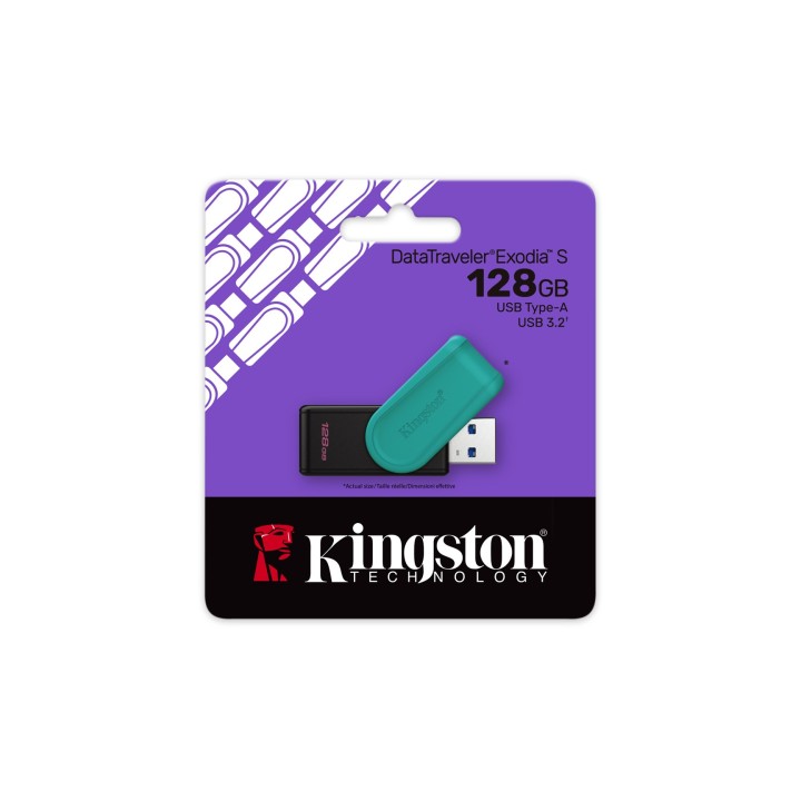 Kingston Technology DataTraveler 128GB Portatile USB 3.2 Gen 1 Exodia S (nero/turchese)
