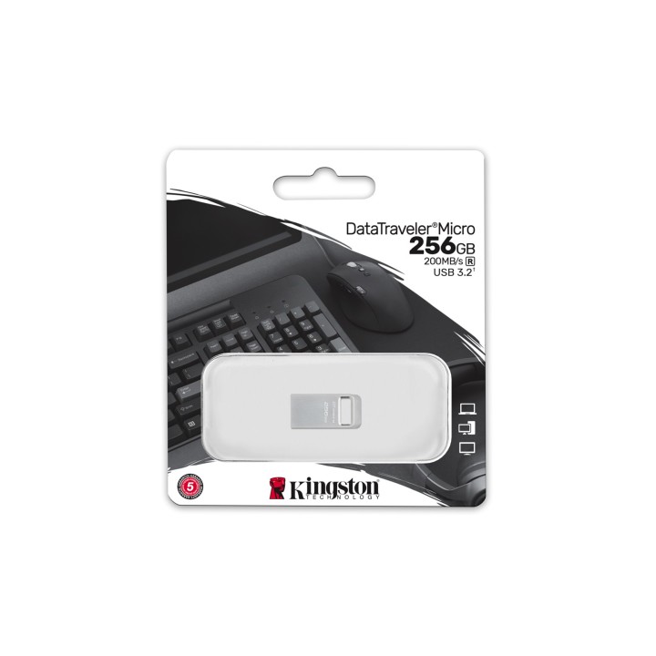 Kingston Technology DataTraveler 256GB Micro 200MB/s Metallo USB 3.2 Gen 1