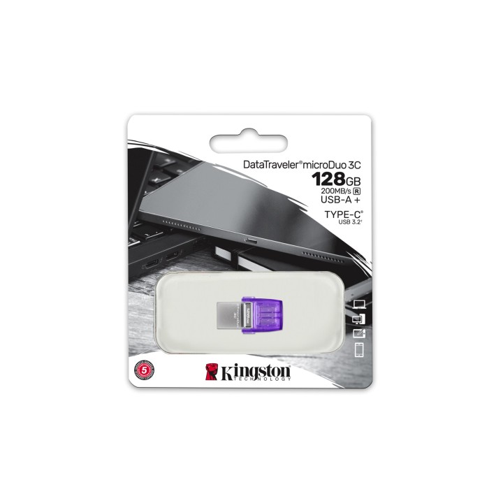 Kingston Technology DataTraveler microDuo 3C USB chiavetta USB 64 GB USB Type-A / USB Type-C 3.2 Gen 1 (3.1 Gen 1) Viola Acciaio