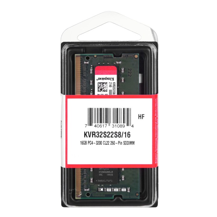 Kingston Technology KVR32S22S8/16 modulo di memoria 16 GB 1 x 16 GB DDR4 3200 MHz